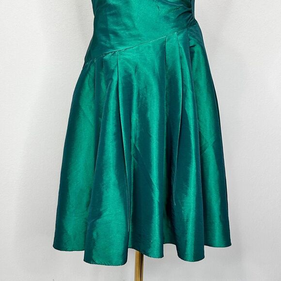 Vtg Scott McClintock Emerald One-Shoulder Taffeta Dress Sz 8 Fits Small Holidays - Picture 8 of 10